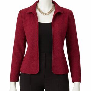 Chico's Dark Red Peplum Style Jacket - Textured Fabric, Size 1 (Small) - EUC